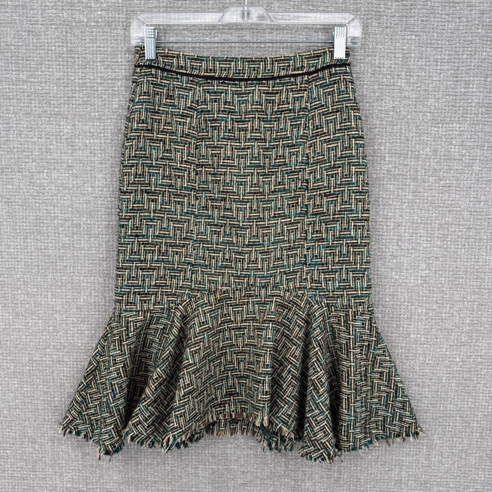 Elevenses Anthropologie Tweed Mermaid Skirt Women Size 0 Textured Boho Academia